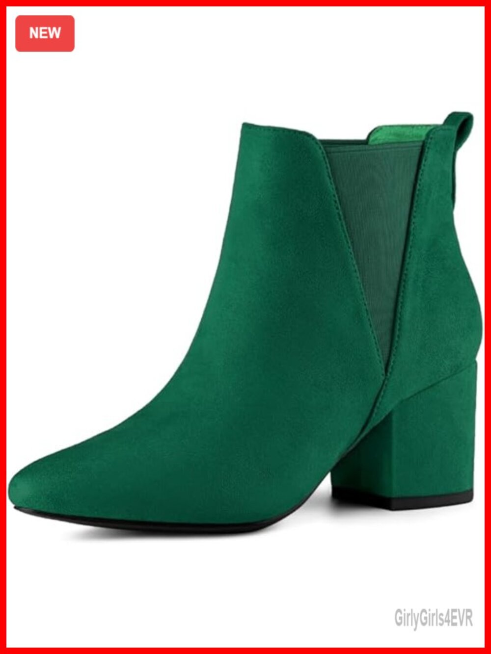 Faux Suede Pointed Toe Block Heel Ankle Chelsea Boots